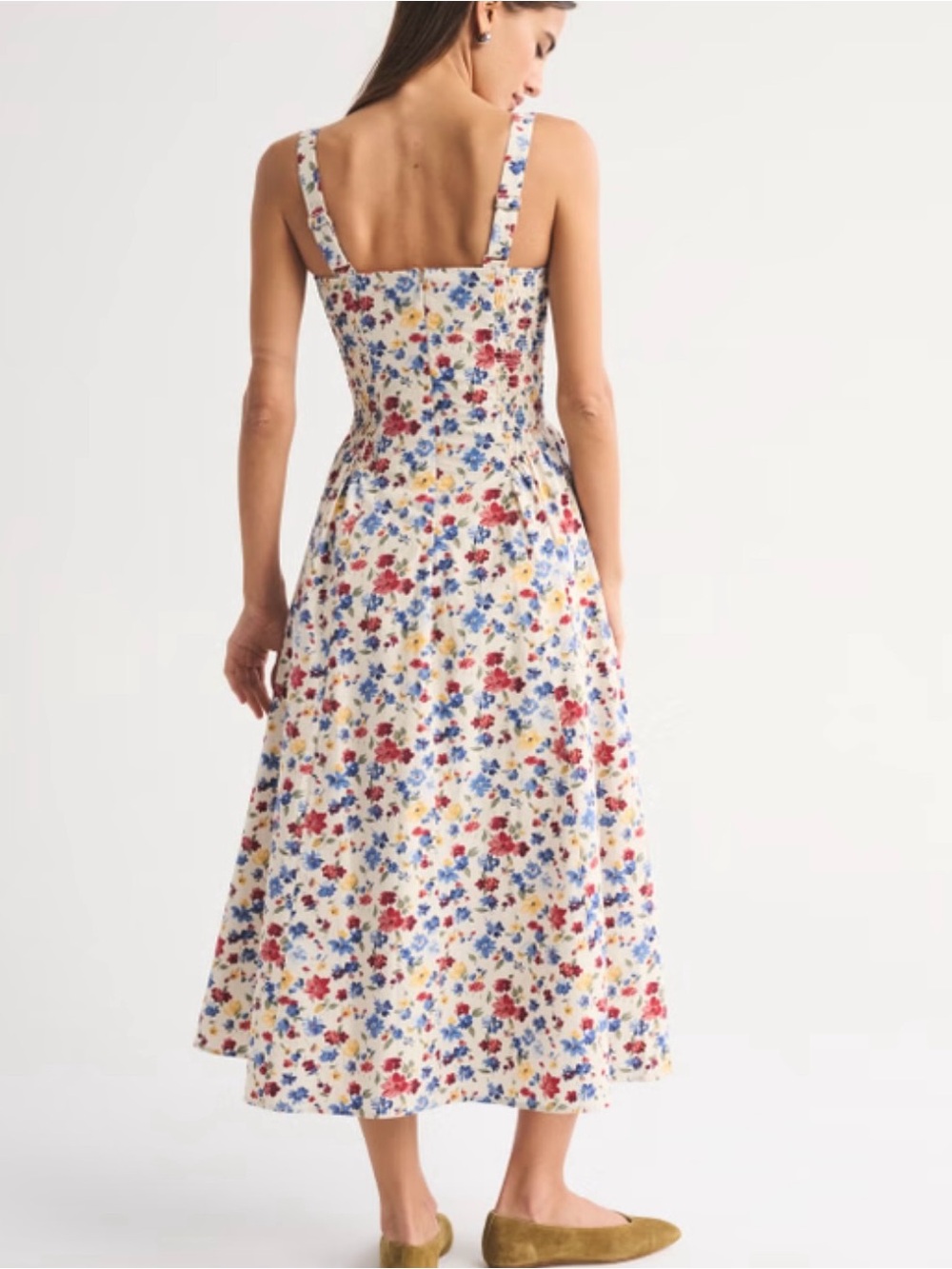 A&F Bra-Free Dylan Midi Dress (Cream Floral - Small Petite)! - Picture 4 of 5